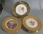 Beautiful Set of 12 Czechoslovokia​n Gold Floral Dinner Plates c 