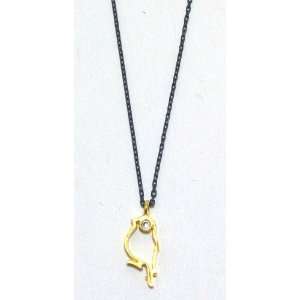 AJS Design Studio Oxidized Silver Necklace with 22K Gold Filled Mini 