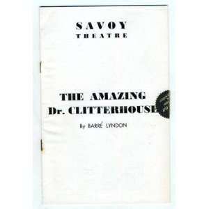  The Amazing Dr Clitterhouse Program Savoy London 1937 