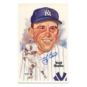  Yogi Berra Autographed Perez Steele Postcard   MLB Cut 