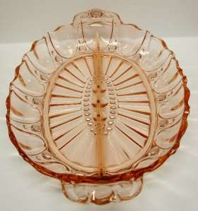 Anchor Hocking Pink Depression Glass Oyster & Pearl Divided Relish 