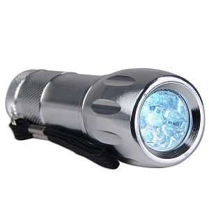  Silver Aluminum 9 LED Mini Flashlight