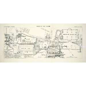  Wood Engraved Map Roman Forum Plan Architecture Archeology Basilica 