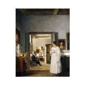 The Atelier of Ingres In Rome by Le Romain. Size 12.57 inches width by 