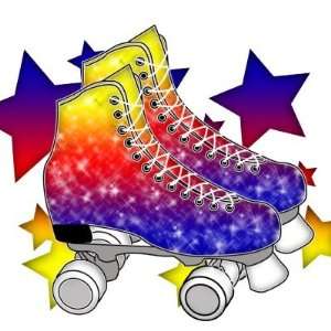  Rainbow Rollerskates Round Stickers Arts, Crafts & Sewing