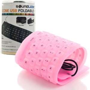  Roll up Portable USB Keyboard   Pink   Waterproof 