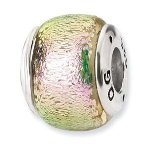  Sterling Silver Pink Dichroic Glass Bead Jewelry