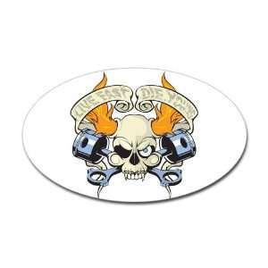  Sticker (Oval) Live Fast Die Young Skull 