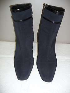Brighton Regina Canvas Leather Black Ankle Boots 9 M  