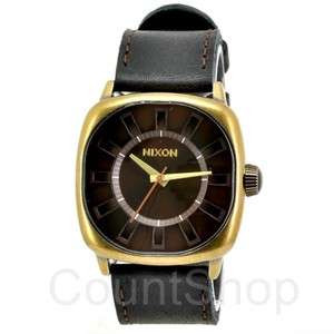 Nixon REVOLVER A012 Antique Gold Black  Brown Dial Black Leather 