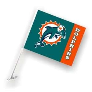  Miami Dolphins Car Flag W/Wall Brackett Set Of 2   Miami 