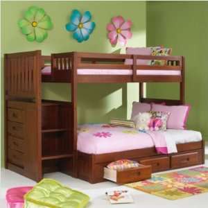   99 Merlot Twin Over Full Staircase Bunk Bed (2 Pieces)