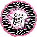 Girls Night Out Zebra Print with Pink 18 Mylar Foil Balloon  