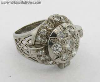 Extraordinary 3.3C Diamonds 18k WG Antique Art Deco Ring  