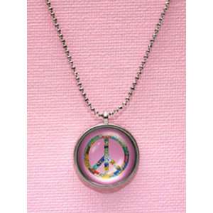  Pink License Plate Peace Sign Necklace Baby