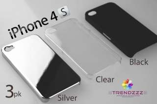 pack iPhone 4S Ultra Slim Hard Case Cover Silver Clear Black   USA 