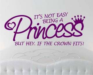 WALL STICKER ART QUOTE Princess Crown Girls Bedroom  