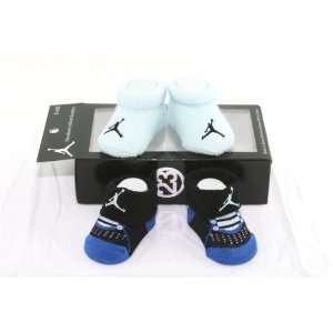   Jordan Baby Newborn Infant Booties White/blue and Black with Jumpman