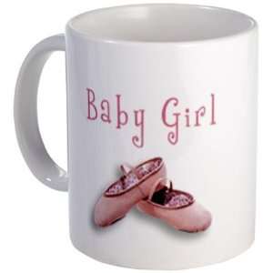 PINK BABY GIRL Ballet Shoes on an 11oz Ceramic Coffee Cup Mug Newborn 