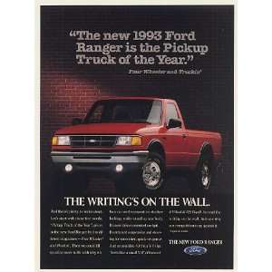  1993 Ford Ranger Pickup Truck of the Year Print Ad (51984 