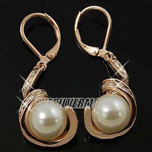 18K Rose Gold Plated White Pearl Swirl Earring 11455  
