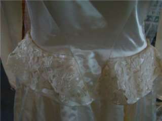   Satin Long Sleeve Wedding Dress and Netting & Applique Veil  