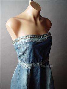 COUNTRY Western Studded Jeweled Denim Sun Dress XS/S  