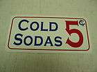 COLD SODAS Sign Metal vintage Pop Fountain Drive In