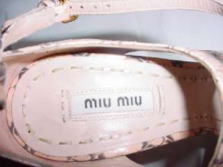 MIU MIU PRADA Pink Python Platform Peep Toe Pumps Shoes Pink Gray 38 8 