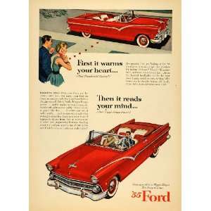  1955 Ad Red Ford Trigger Torque Car Automobile Hearts 