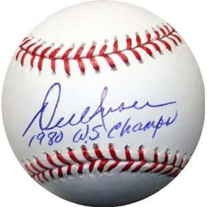 Del Unser autographed official Major League Baseball inscribed 1980 WS 