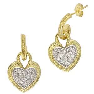    Designer Inspired Gold Vermeil Heart Hanging Earring Jewelry