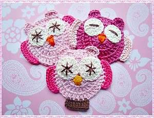 Mimis Owls Crochet Appliques (100% Quality Cotton)  