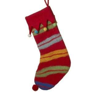  Large Wool Felt Red, Turquoise, Lime & Yellow Stocking 