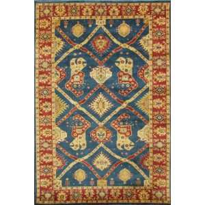 Navy Blue 6 X 9 Wool High End Hand Double Knotted Kazak Wool Area Rug 