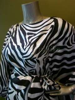 1295 New MICHAEL KORS Zebra Black White Silk Tie Cutout Shoulder 