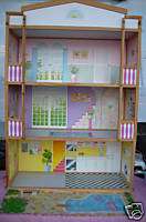 RETIRED BARBIE SIZE 4 STORY WOODEN DOLL HOUSE *NEW* 635425310504 