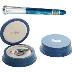  Montegrappa Silver And Turquoise Blue Fountain Pen Broad 