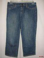 BFS11~MICHAEL KORS Blue Stretch Decorative Rear Pocket Capri Jeans 