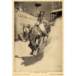  1909 Ad N C Wyeth Cream of Wheat Broncho Buster Horse 