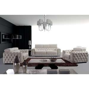  Modern Tufted Leather Sofa Set   3025