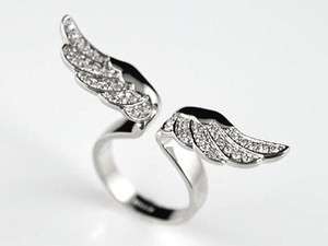 Angel Wing White Gold P Ring use Swarovski Crystal  
