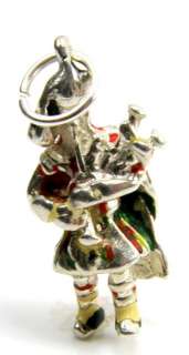 925 Sterling Silver Bag Pipe Bagpipe Player 3D Charm  