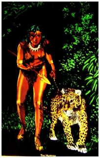 Vintage 1975~THE HUNTRESS~Leopard Blacklight Poster  