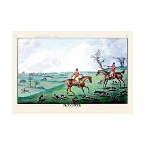  Fox Hunters and Hounds in an Open Field 12x18 Giclee on 
