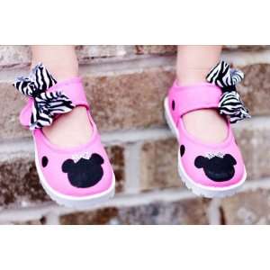  Hot Pink Zebra Minnie Mouse Painted Shoes
