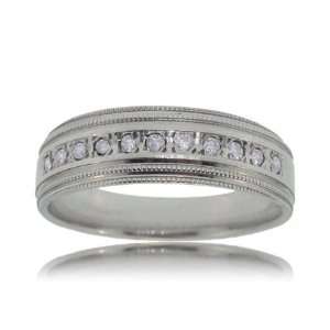   Wedding Ring 10K White Gold Milgrain Band GEMaffair Jewelry