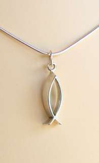 925 Sterling Silver Necklace Christian Fish Charm 1879  
