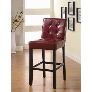  Set of 2 29H Bar Stools Wine Red Tufted Button 