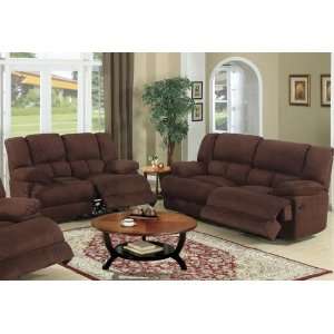 Motion Sofa and Loveseat Set Overstuffed Look in Chocolate Microfiber 